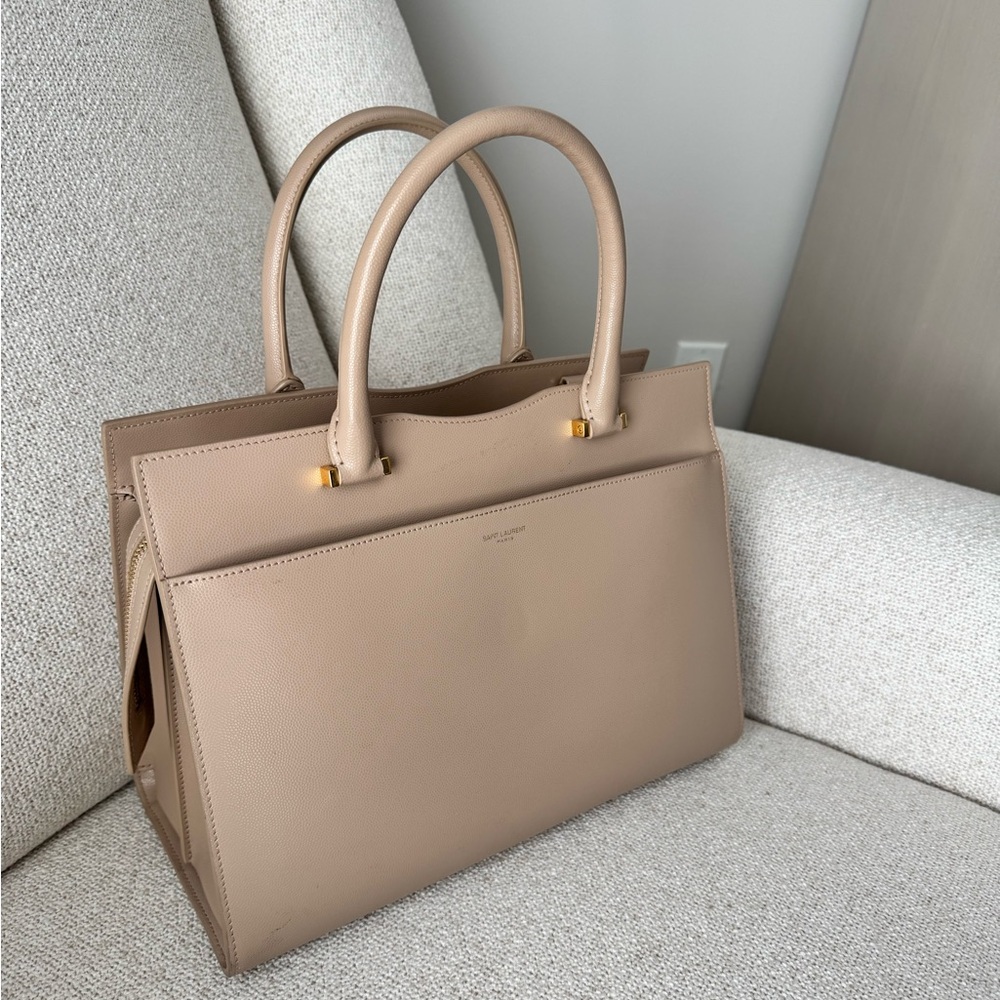 Saint Laurent Taupe Tote Bag Beige